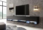 TV-Meubel Asino LED mat zwart - 200 cm, Huis en Inrichting, Kasten |Televisiemeubels, Nieuw, 150 tot 200 cm, Overige materialen