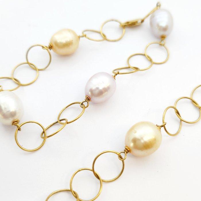 2-delige sieradenset - 18 karaat Geel goud Parel, Handtassen en Accessoires, Antieke sieraden