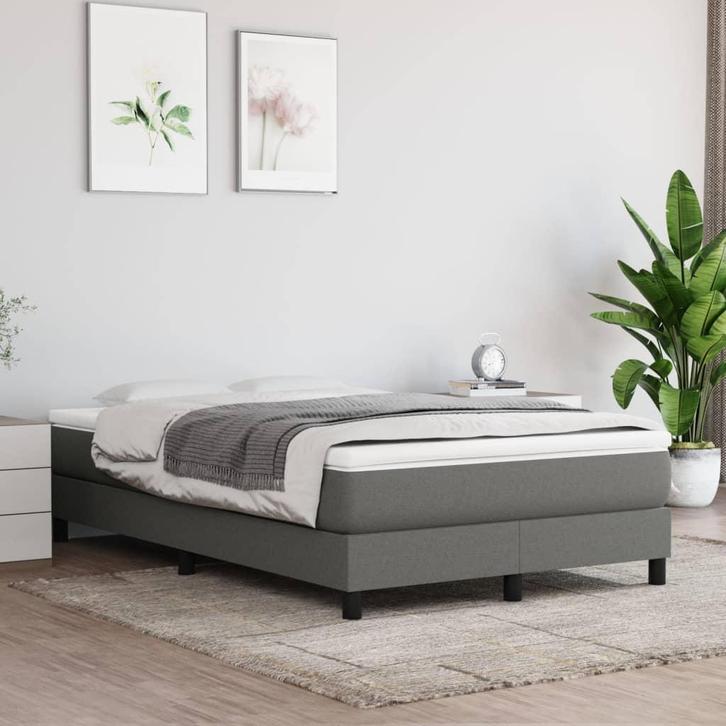 vidaXL Boxspring bed 120x200 cm stof donkergrijs, Huis en Inrichting, Slaapkamer | Bedden, Nieuw, Verzenden