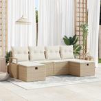 vidaXL Tuinbank Set met kussen met opslag 6 pcs Beige Poly, Tuin en Terras, Tuinsets en Loungesets, Verzenden, Nieuw