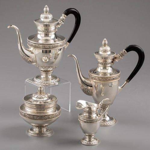 D.J. Aubert Empire - Koffie- en theeservies (4) - .835, Antiek en Kunst, Antiek | Zilver en Goud