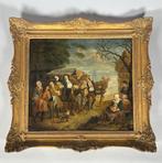 Ecole Flamande (XVIII) - Bourgeois sur le départ, Antiek en Kunst