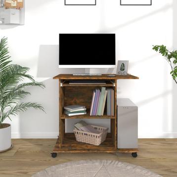 vidaXL Computerbureau 80x50x75 cm bewerkt hout gerookt, Verzenden