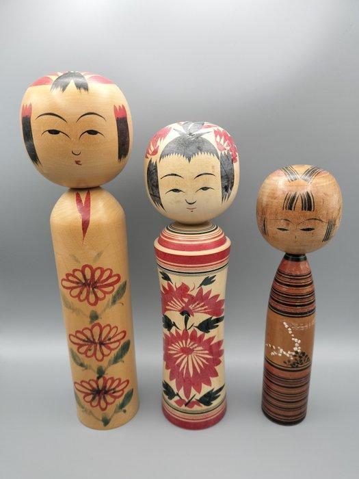 3x traditionele Naruko-stijl Kokeshi-poppen - Hout - Japan -, Antiek en Kunst, Antiek | Overige Antiek