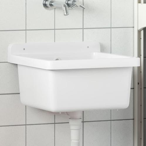 vidaXL Wasbak wandgemonteerd 40x40x24 cm hars wit, Huis en Inrichting, Keuken | Keukenelementen, Nieuw, Verzenden
