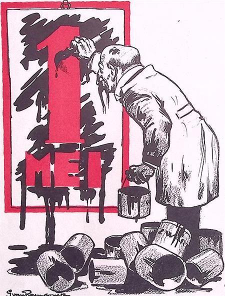 Het marxisme is niet weg te verven op spotprent (Lithos), Antiek en Kunst, Kunst | Litho's en Zeefdrukken, Verzenden