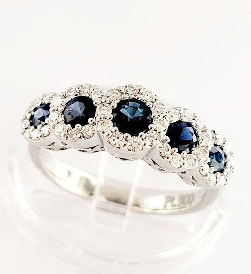 Ring Platina - 2.78ct. tw. Saffier - Diamant - Gemaakt in, Handtassen en Accessoires, Ringen