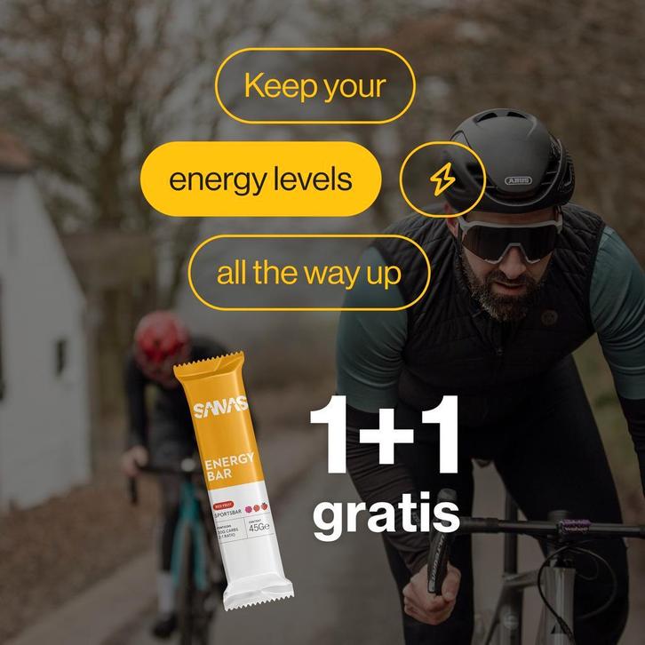 NIEUW!  Sanas Energy Bar Rode Vruchten | Deze week 1+1, Sport en Fitness, Wielrennen, Nieuw, Overige typen, Ophalen of Verzenden