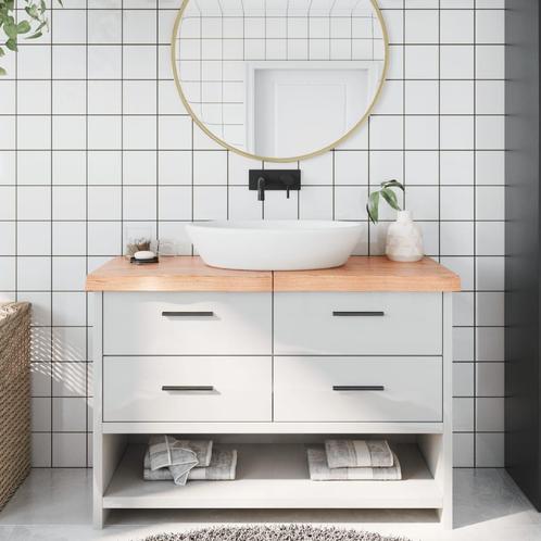 vidaXL Wastafelblad 120x40x(2-6) cm behandeld massief hout, Huis en Inrichting, Keuken | Keukenelementen, Nieuw, Verzenden