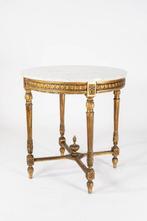 Middentafel - Hout, Marmer - cirkelvormige marmeren plaat