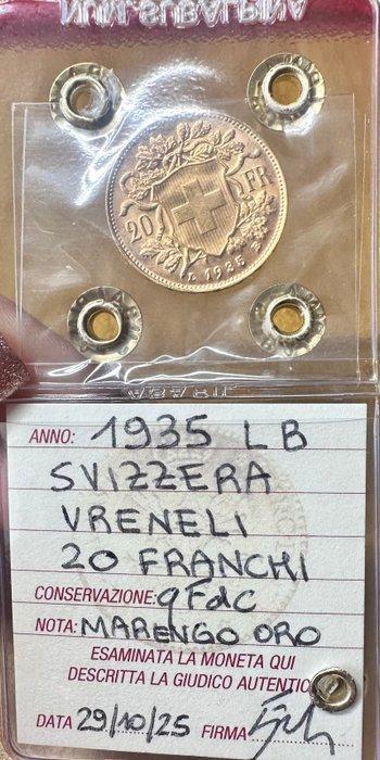 Zwitserland. 20 Francs 1935 L B Vreneli / Restrike, Postzegels en Munten, Munten | Europa | Niet-Euromunten