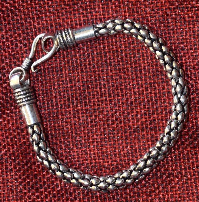 Armband zilver 925 - 20 cm 18,2 g met geweven schakels 6 mm, Antiquités & Art, Art | Art non-occidental