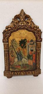 Icoon - DeIntochtVanChristusInJeruzalem - Hout - 25 x 45 cm, Antiek en Kunst