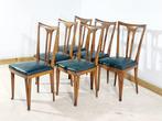 Stoel - Hout, Synthetisch leder - Set van zes stoelen,