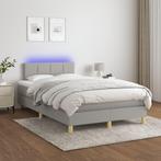 vidaXL Boxspring met matras en LED stof lichtgrijs 120x200, Verzenden, Nieuw