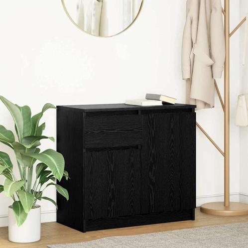 vidaXL Dressoir met lade 71x35x65 cm spaanplaat zwart, Huis en Inrichting, Kasten | Dressoirs, Nieuw, Verzenden