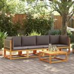 vidaXL 4-delige tuinbankset met kussens acaciahout & rotan, Verzenden, Nieuw