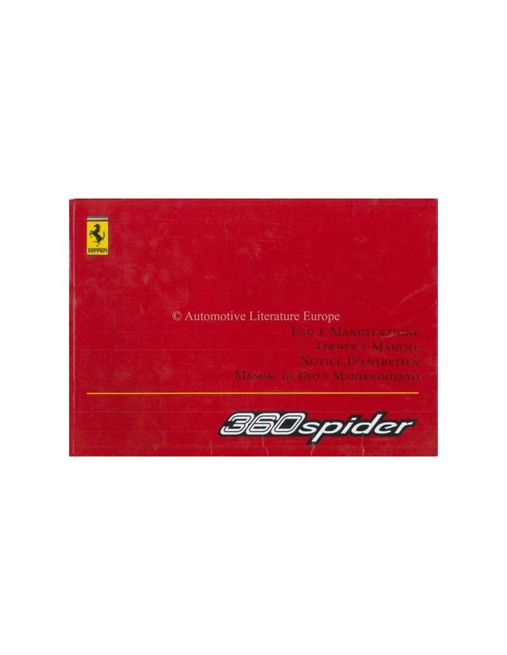 2002 FERRARI 360 SPIDER INSTRUCTIEBOEKJE 1773//02, Auto diversen, Handleidingen en Instructieboekjes