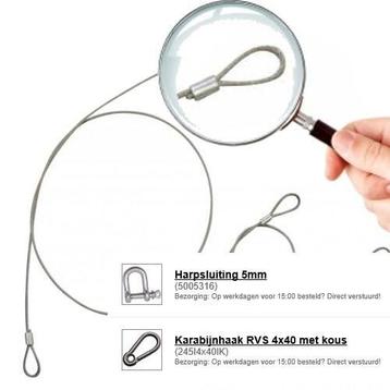 Staalkabeltjes met lussen voorzien van draadklem - 2mm beschikbaar voor biedingen
