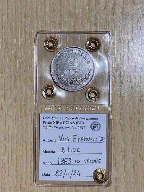 Italie, Royaume Vittorio Emanuele II. 2 Lire Valore 1863, Postzegels en Munten, Munten | Europa | Niet-Euromunten