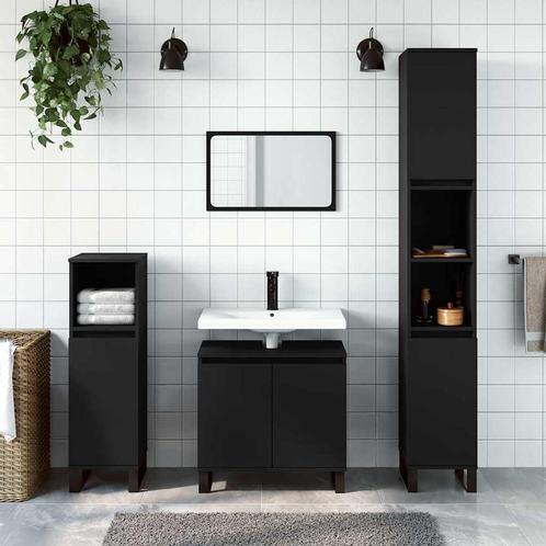 vidaXL Badkamerkast 58x33x60 cm bewerkt hout zwart, Huis en Inrichting, Badkamer | Badkamermeubels, Nieuw, Verzenden