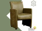 Leren eetkamerstoel Elegant - Kenia Olive (olijf) - Met, Huis en Inrichting, Stoelen, Eigentijds, Modern, Overige kleuren, Nieuw