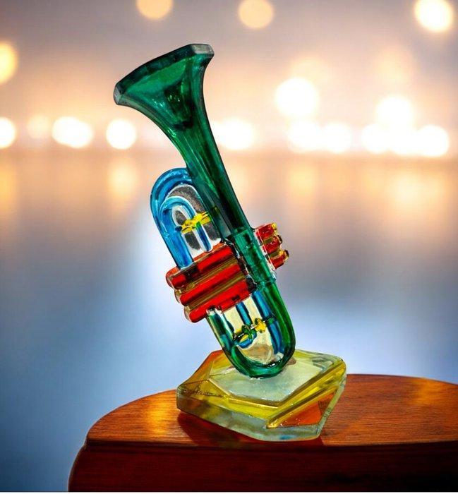 Vetreria Zecchin - sculptuur, Strumento musicale “Tromba” -, Antiek en Kunst, Antiek | Glaswerk en Kristal