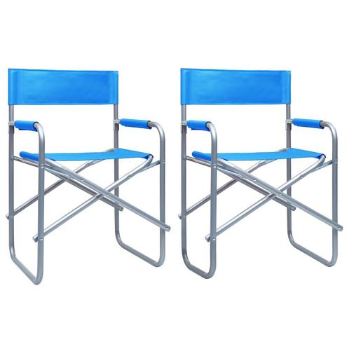 vidaXL Regisseursstoelen 2 st staal blauw, Tuin en Terras, Tuinstoelen, Nieuw, Verzenden