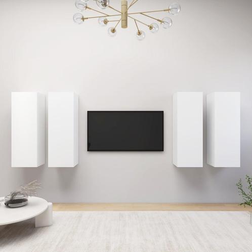 vidaXL Tv-meubelen 4 st 30,5x30x90 cm bewerkt hout wit, Huis en Inrichting, Kasten |Televisiemeubels, Nieuw, Verzenden