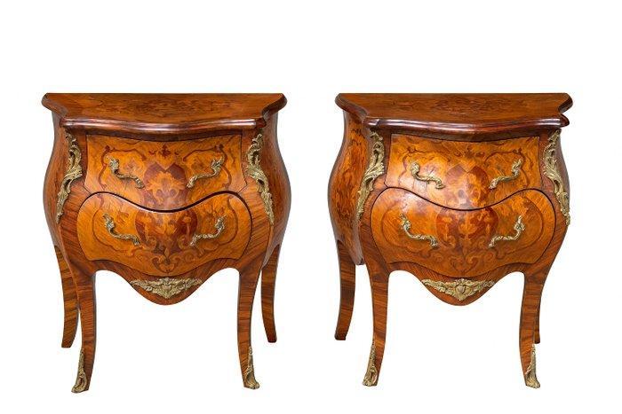 Nachtkastje (2) - Brons, Hout - Gebochelde nachtkastjes, Antiek en Kunst, Antiek | Overige Antiek