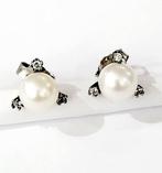 Oorbellen - 18 karaat Witgoud - 0.12ct. tw. Diamant, Handtassen en Accessoires, Oorbellen, Nieuw