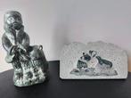 Inuit-zeehondenjager + meisje met beer - Canada  (Zonder, Antiquités & Art, Art | Art non-occidental