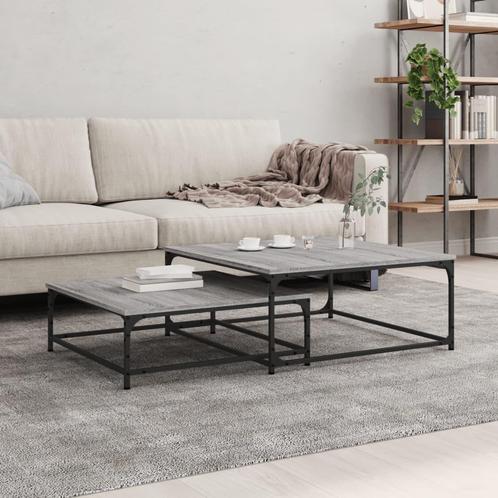 vidaXL 2-delige Tafeltjesset bewerkt hout grijs sonoma, Huis en Inrichting, Tafels | Salontafels, Nieuw, Verzenden