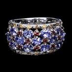 Zonder Minimumprijs - Ring Zilver Tanzaniet - Granaat - 45, Handtassen en Accessoires, Ringen, Nieuw