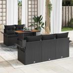 vidaXL Tuinbank Set met opslag 6 pcs Zwart Poly rattan, Verzenden, Nieuw