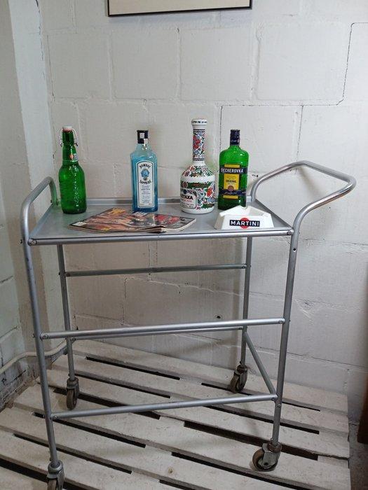 Salontafel - Vintage medische tafel, likeurkast - Staal,, Antiek en Kunst, Antiek | Wandborden en Tegels