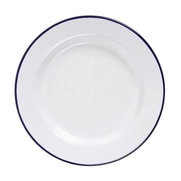 Borden | Geëmailleerd Staal | Wit/Blauw | 6 Stuks | Ø245mm, Verzenden