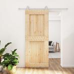 vidaXL Schuifdeur met beslag 85x210 cm massief grenenhout, Doe-het-zelf en Bouw, Deuren en Vliegenramen, Verzenden, Nieuw