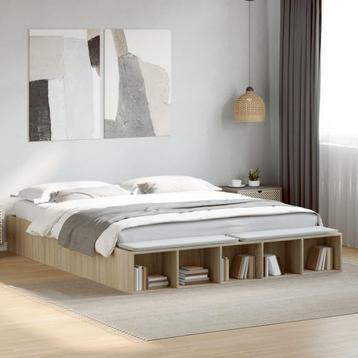vidaXL Bedframe bewerkt hout sonoma eikenkleurig 180x200 cm, Huis en Inrichting, Slaapkamer | Bedden, Verzenden, Nieuw