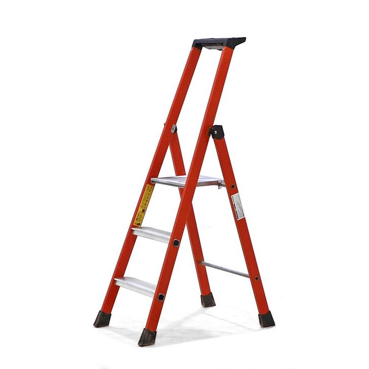 Gebruikte Industrietrap enkelzijdig, 3 treden incl. platform, Doe-het-zelf en Bouw, Ladders en Trappen, Gebruikt, Ophalen of Verzenden