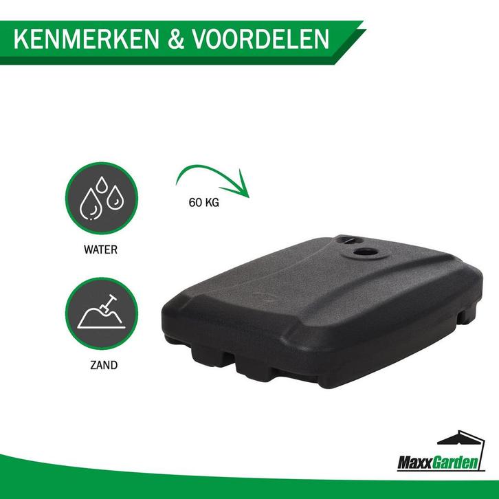 MaxxGarden Parasolvoet - vulbaar met water - 60 liter - Z..., Tuin en Terras, Parasols, Parasolvoet, Nieuw, Ophalen of Verzenden
