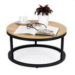 Industriële ronde salontafel - 60 cm - hout & zwart metaa.., Huis en Inrichting, Tafels | Salontafels, Ophalen of Verzenden, Nieuw