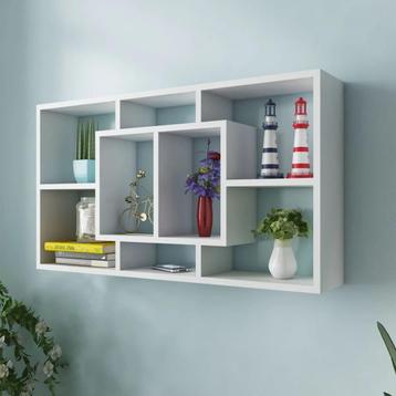 vidaXL Wandschap zwevend 8 vakken wit, Huis en Inrichting, Verzenden, Nieuw