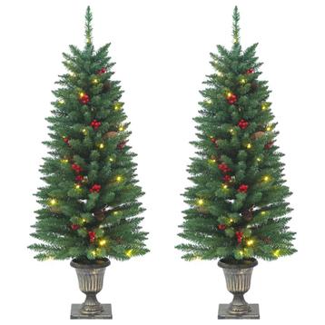 vidaXL Kunstkerstbomen 2 st 100 LEDs 120 cm groen, Verzenden