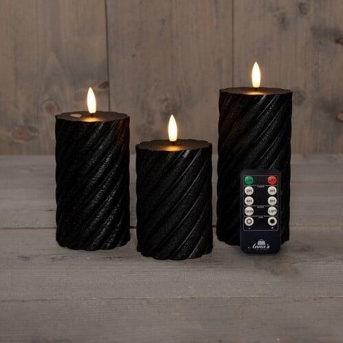 Ledkaars 3d flame wax candle swirl zwart annas collection, Hobby en Vrije tijd, Knutselen, Nieuw