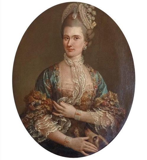 Italiaanse school (XVIII) - Ritratto Nobildonna, Antiek en Kunst, Kunst | Schilderijen | Klassiek