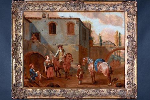 Pieter van Bloemen (1657-1720) - Jagers rusten bij Herberg -, Antiek en Kunst, Kunst | Schilderijen | Klassiek