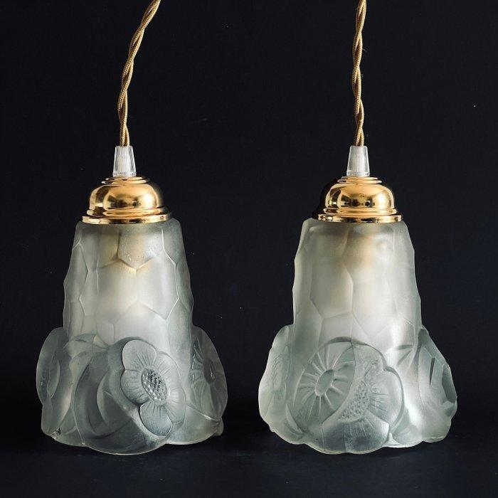 Compiégne - Degué - Lamp (2) - Gegoten glas. Art Deco -, Antiek en Kunst, Kunst | Designobjecten