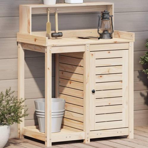 vidaXL Oppottafel met schappen 82,5x50x109,5 cm massief, Tuin en Terras, Bloembakken en Plantenbakken, Nieuw, Verzenden