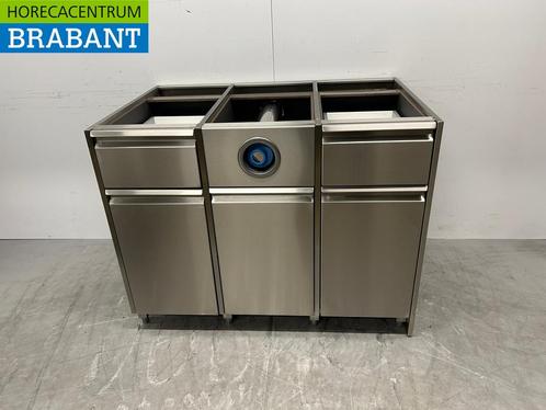 RVS Koffiemeubel Kast Werktafel met Afvalbak en 2 laden 119, Zakelijke goederen, Horeca | Meubilair en Inrichting, Ophalen of Verzenden